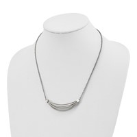 Chisel Stainless Steel Polished 3D Curved Bars on a Cable Chain Necklace with a 2 Inch Extension, 20" view 2