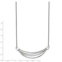 Chisel Stainless Steel Polished 3D Curved Bars on a Cable Chain Necklace with a 2 Inch Extension, 20" view 3
