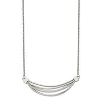 Chisel Stainless Steel Polished 3D Curved Bars on a Cable Chain Necklace with a 2 Inch Extension, 20" view 1