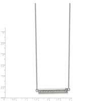 Chisel Stainless Steel Polished Necklace with CZ Bar on a Cable Chain with a 1 Inch Extension, 18" view 2
