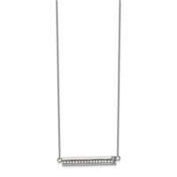 Chisel Stainless Steel Polished Necklace with CZ Bar on a Cable Chain with a 1 Inch Extension, 18" view 1