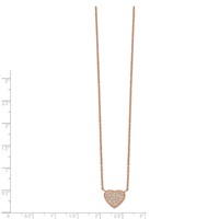 Chisel Stainless Steel Polished Rose IP-plated CZ Heart on a Cable Chain Necklace with a 1 Inch Extension, 17.25" view 2