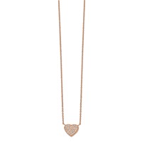 Chisel Stainless Steel Polished Rose IP-plated CZ Heart on a Cable Chain Necklace with a 1 Inch Extension, 17.25" view 1