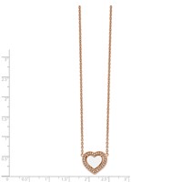 Chisel Stainless Steel Polished Rose IP-plated White Enamel Necklace with CZ Heart on a Cable Chain with a 2 Inch Extension, 19" view 2
