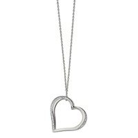 Chisel Stainless Steel Polished Necklace with Preciosa Crystal Heart Slide on an Cable Chain Plus a 2 Inch Extension, 18" view 1