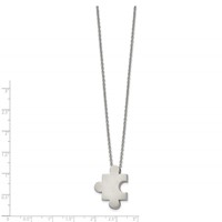 Chisel Stainless Steel Brushed Puzzle Piece Pendant on a Cable Chain Necklace with 2.75 Inch Extension, 16" view 2