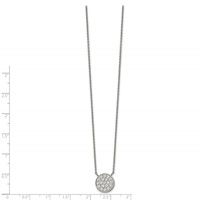 Chisel Stainless Steel Polished CZ Circle on a Cable Chain Necklace with a 2 Inch Extension, 17" view 2