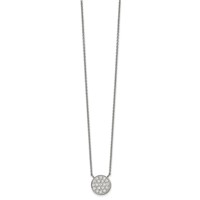 Chisel Stainless Steel Polished CZ Circle on a Cable Chain Necklace with a 2 Inch Extension, 17" view 1