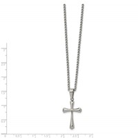Chisel Stainless Steel Polished Cross Pendant on a Rolo Chain Necklace, 22" view 2