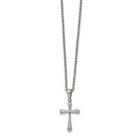 Chisel Stainless Steel Polished Cross Pendant on a Rolo Chain Necklace, 22" view 1