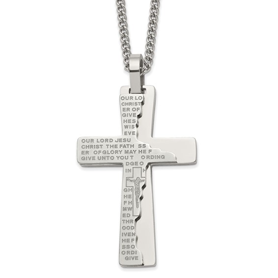Stainless Steel BROKEN PRAYER Cross Necklace