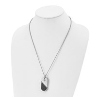 Chisel Stainless Steel Brushed and Polished Necklace with CZ and Carbon Fiber Inlay Movable DogTag Heart Pendant on a Ball Chain, 22" view 4