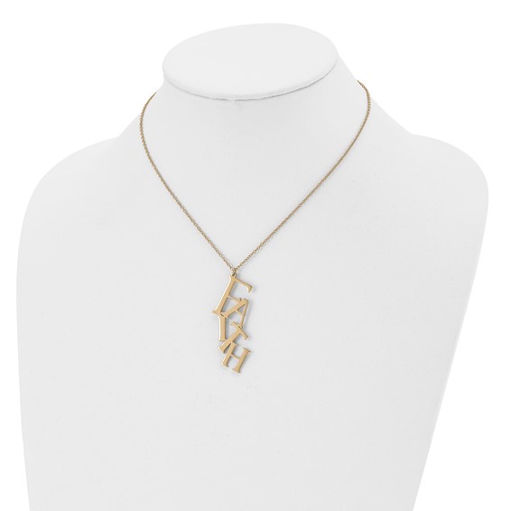 Chisel Stainless Steel Polished Yellow IP-plated FAITH Pendant on a 16 inch Cable Chain with 2 inch Extension Necklace