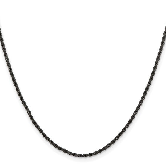 Chisel Stainless Steel Polished Black IP-plated 1.5mm 22 inch Rope Chain