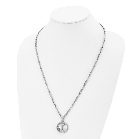 Chisel Stainless Steel Polished Laser Cut Crucifix Pendant on a 24 inch Cable Chain Necklace