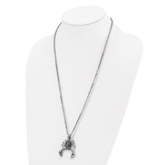 Chisel Stainless Steel Antiqued and Polished Scorpion Pendant on a 24 inch Cable Chain Necklace