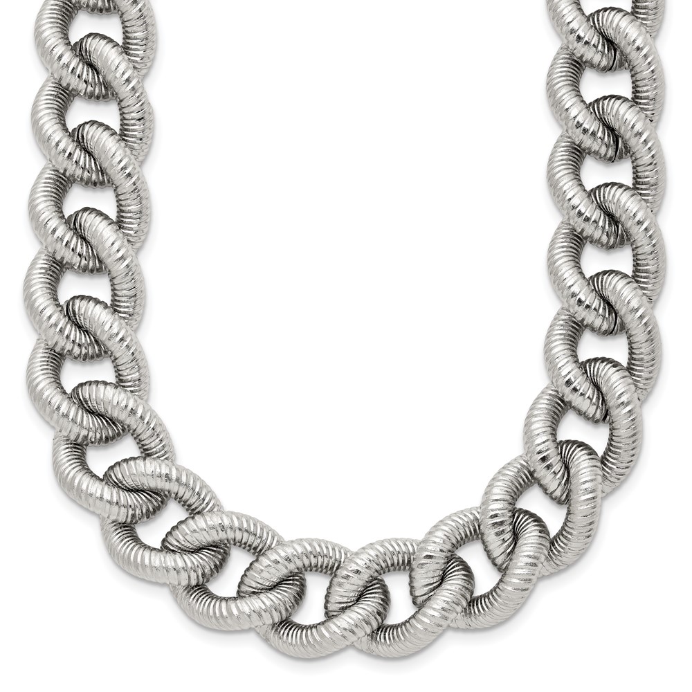Stainless Steel Polished and Textured 14.5mm 23.75in Curb Chain