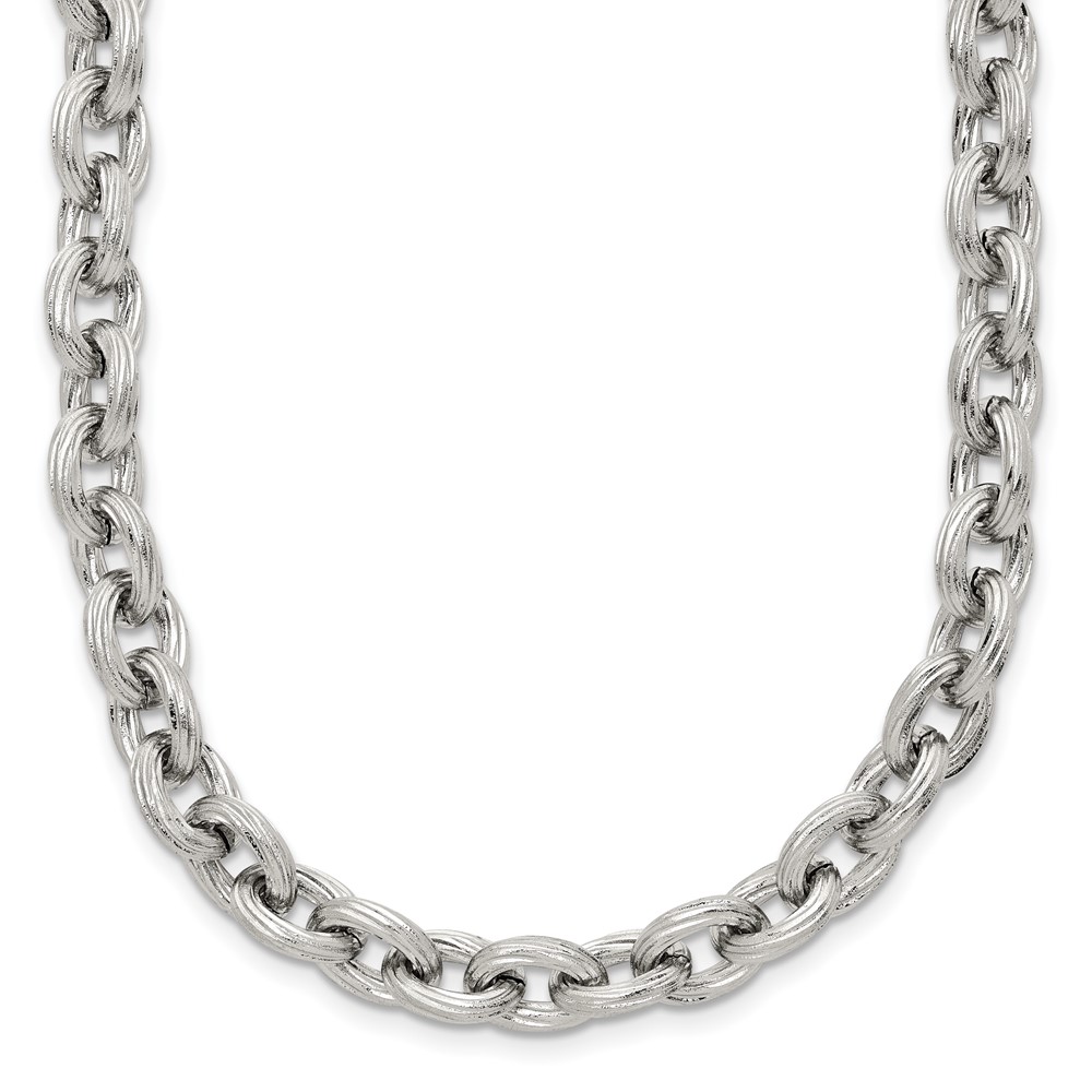 Stainless Steel Polished and Textured 7mm 24in Cable Chain