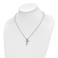 Chisel Stainless Steel Brushed and Polished Cross Pendant on an Ball Chain Necklace, 18" view 4