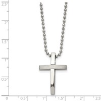 Chisel Stainless Steel Brushed and Polished Cross Pendant on an Ball Chain Necklace, 18" view 5