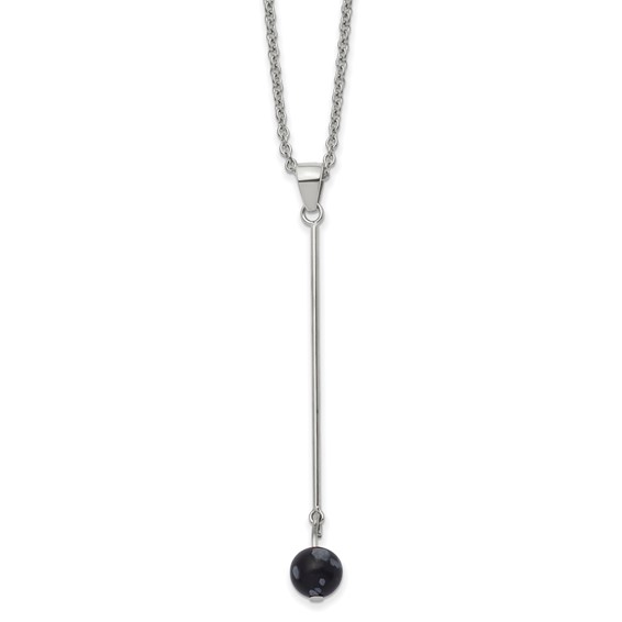 Chisel Stainless Steel Polished Snowflake Stone Pendant on a 14.75 inch Cable Chain with a 2.5 inch Extension Necklace