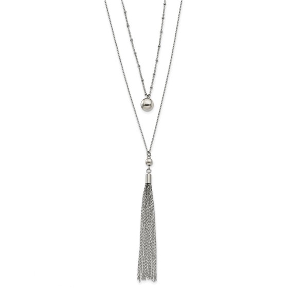 Chisel Stainless Steel Polished Two Strand 24 inch with 2 inch Extension Necklace