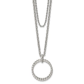 Chisel Stainless Steel Polished 2 Strand Twisted Circles 18.5 inch Necklace