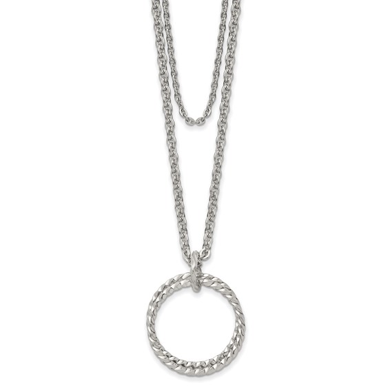Chisel Stainless Steel Polished 2 Strand Twisted Circles 18.5 inch Necklace