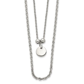 Chisel Stainless Steel Polished 2 Strand Small Disc 16.5 inch with a 1.5 inch Extension Necklace