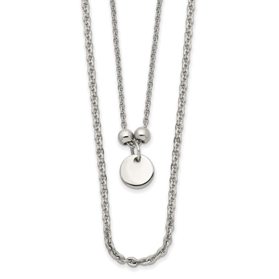 Chisel Stainless Steel Polished 2 Strand Small Disc 16.5 inch with a 1.5 inch Extension Necklace