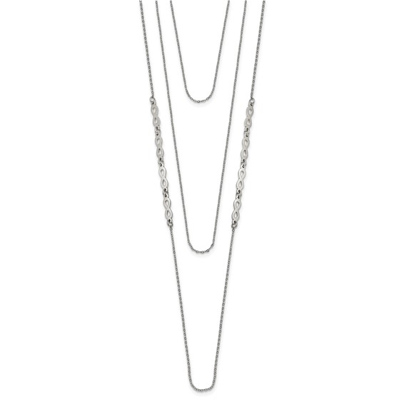 Stainless Steel Polished Infinity 3-Strand 16.5in w/1.75in ext Necklace