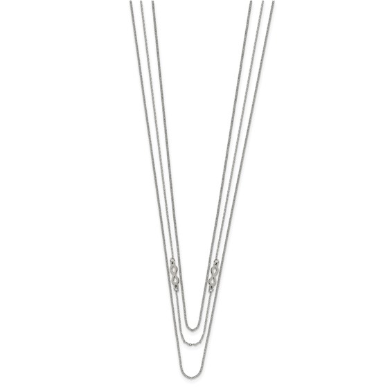 Chisel Stainless Steel Polished Infinity Sign 3-Strand 36 inch Curb Chain Necklace