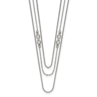 Chisel Stainless Steel Polished Infinity Sign 3-Strand 36 inch Curb Chain Necklace