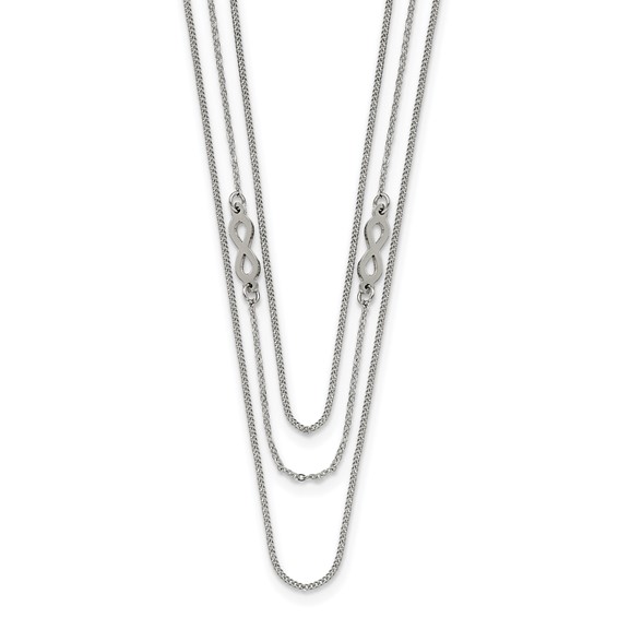 Chisel Stainless Steel Polished Infinity Sign 3-Strand 36 inch Curb Chain Necklace
