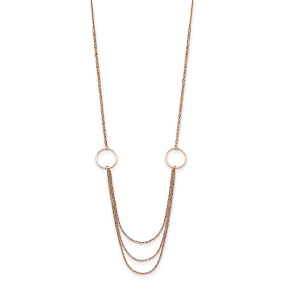 Chisel Stainless Steel Polished Rose IP-plated Multi Chain 35.5 inch Necklace