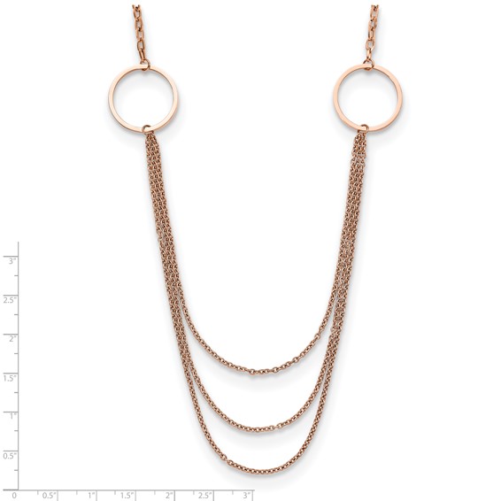 Chisel Stainless Steel Polished Rose IP-plated Multi Chain 35.5 inch Necklace
