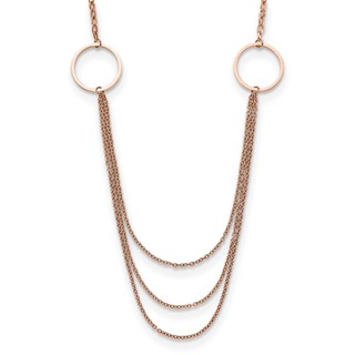 Chisel Stainless Steel Polished Rose IP-plated Multi Chain 35.5 inch Necklace