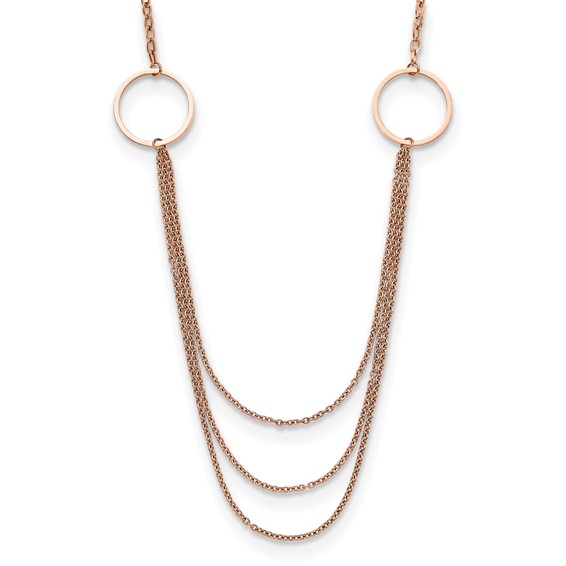 Chisel Stainless Steel Polished Rose IP-plated Multi Chain 35.5 inch Necklace