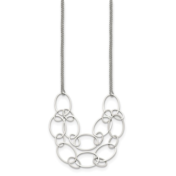 Chisel Stainless Steel Polished Oval Link 2-Strand 19 inch with 1.5 inch Extension Necklace