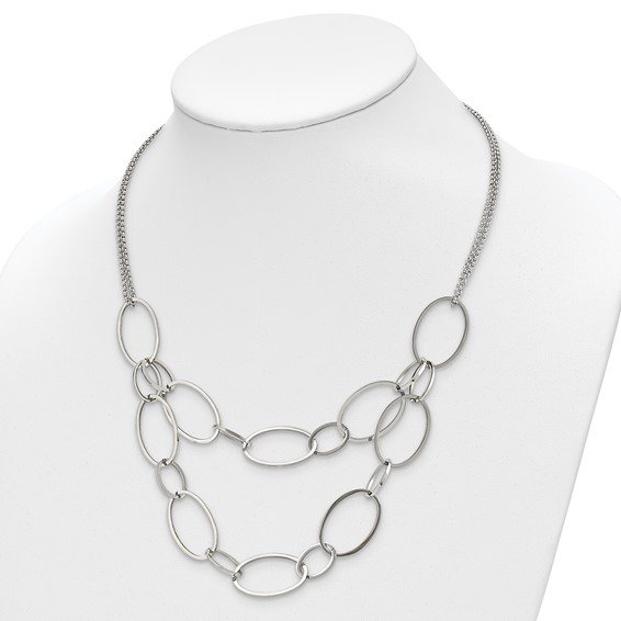 Chisel Stainless Steel Polished Oval Link 2-Strand 19 inch with 1.5 inch Extension Necklace