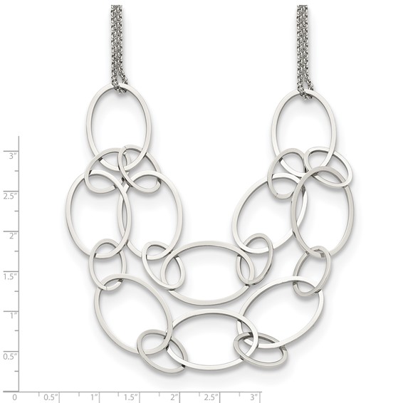 Chisel Stainless Steel Polished Oval Link 2-Strand 19 inch with 1.5 inch Extension Necklace