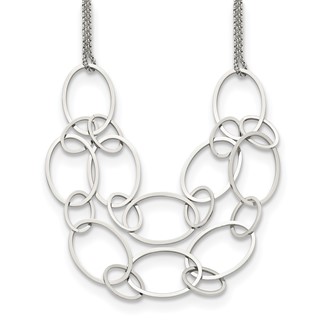 Chisel Stainless Steel Polished Oval Link 2-Strand 19 inch with 1.5 inch Extension Necklace