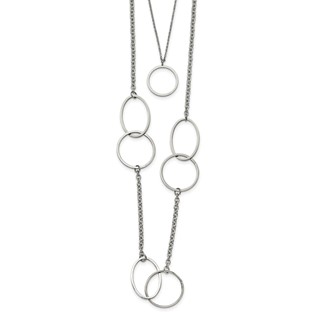 Chisel Stainless Steel Polished with Circles 2-Strand 20 inch Necklace