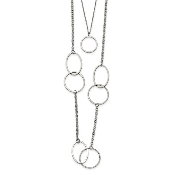 Chisel Stainless Steel Polished with Circles 2-Strand 20 inch Necklace