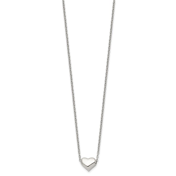 Chisel Stainless Steel Polished Heart on a 16.5 inch Cable Chain with a 2.5 inch Extension Necklace