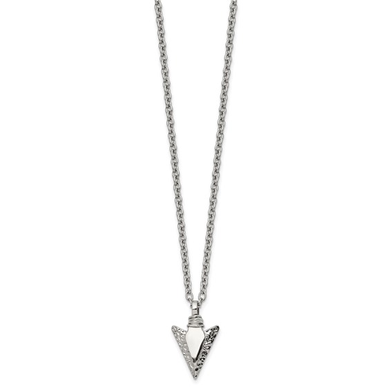 Chisel Stainless Steel Brushed and Polished Arrowhead Pendant on a 19.5 inch with .75 inch Extension Cable Chain Necklace
