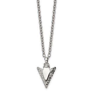 Chisel Stainless Steel Brushed and Polished Arrowhead Pendant on a 19.5 inch with .75 inch Extension Cable Chain Necklace