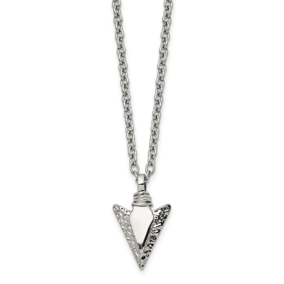 Chisel Stainless Steel Brushed and Polished Arrowhead Pendant on a 19.5 inch with .75 inch Extension Cable Chain Necklace