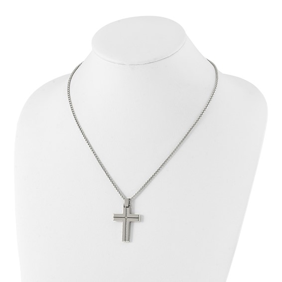 Chisel Stainless Steel Polished Yellow IP-plated Cross Pendant on a 19.5 inch Box Chain Necklace