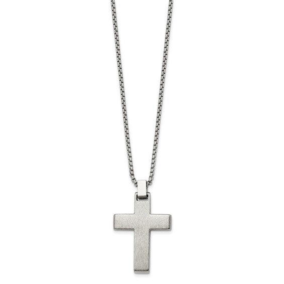 Chisel Stainless Steel Polished Yellow IP-plated Cross Pendant on a 19.5 inch Box Chain Necklace